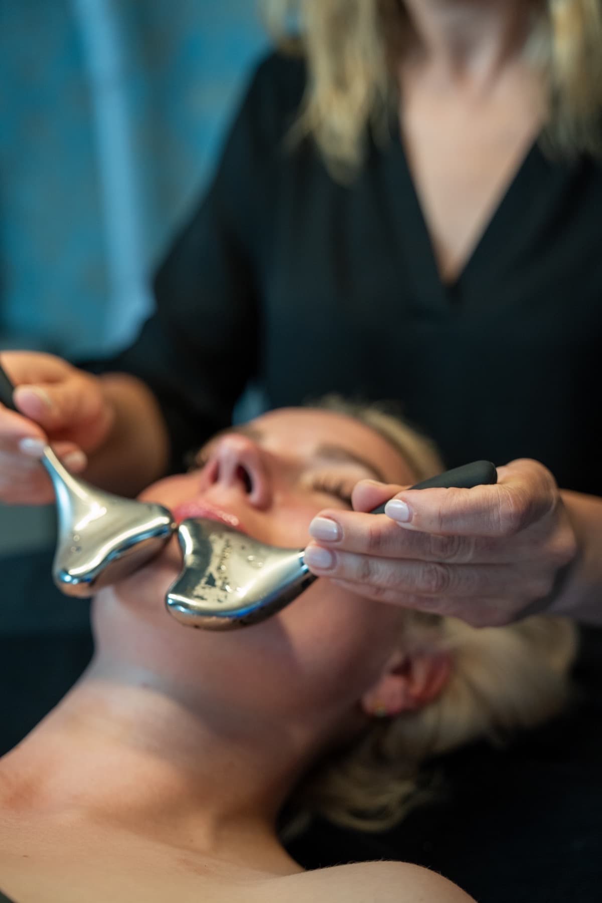 Gua sha lymphatic drainage facial massage by a licensed aesthetician at LNO Boutique in Centennial, Denver